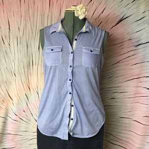 Love Potion blue and white pinstriped shirt